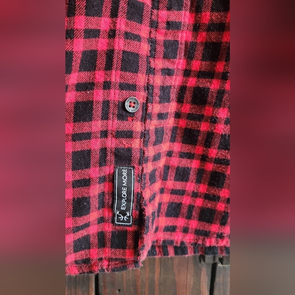 On The Road Red and Black Checkered Men's Shirt - Picture 3 of 4